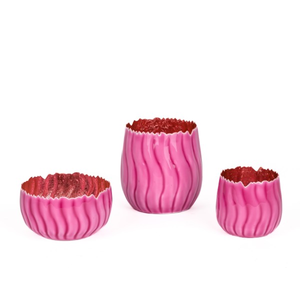 Metall-Windlicht Welle pink