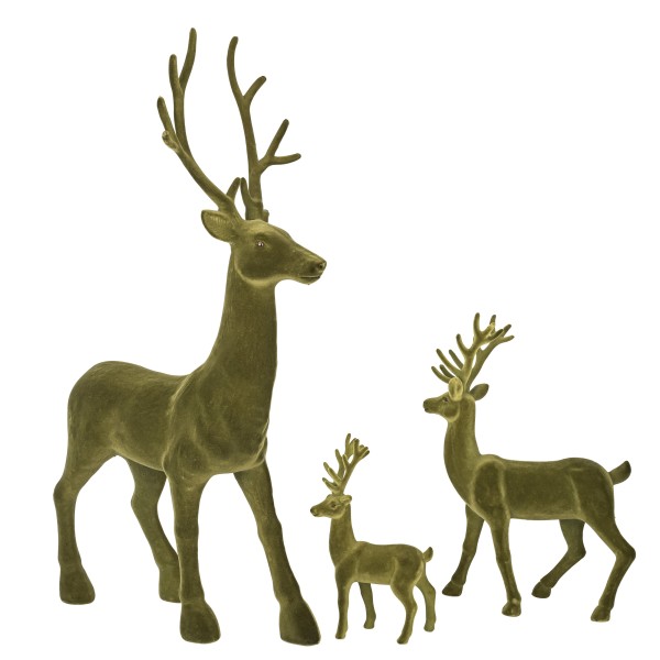 Hirsch, stehend, grün, beflockt