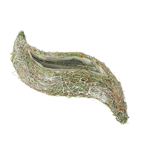 Moos/Gras Pflanzkissen grün-weiß antik geschwungen, 33x14xh6 cm