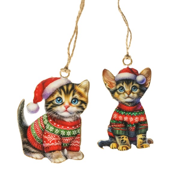 Weihnachts-Katzen zum Hängen 2 Mod.sort., in Box