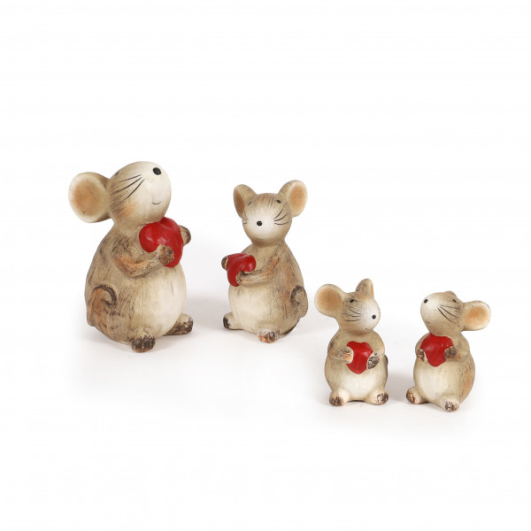 Terracotta-Maus mit rotem Herz, 2 Mod sort