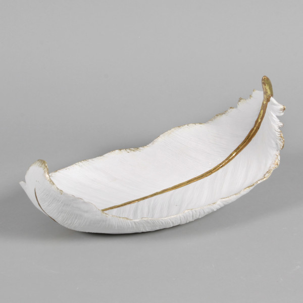 Schale Penna Poly, 34x19x19 c m weiss m.gold