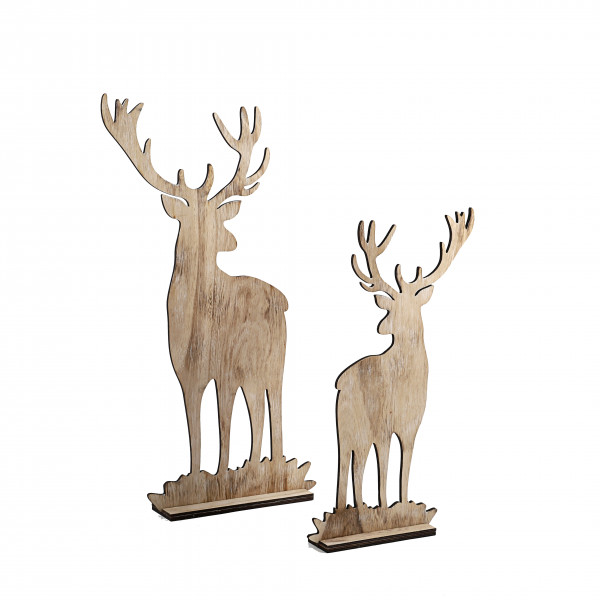 Hirsch, Holz, natur-gewischt
