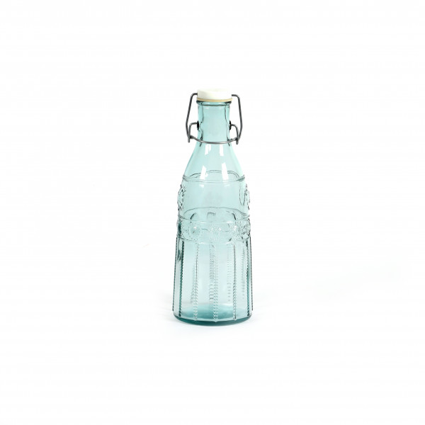 Glasflasche m. Bügelverschluss 1L, H28cm D10cm, klarglas