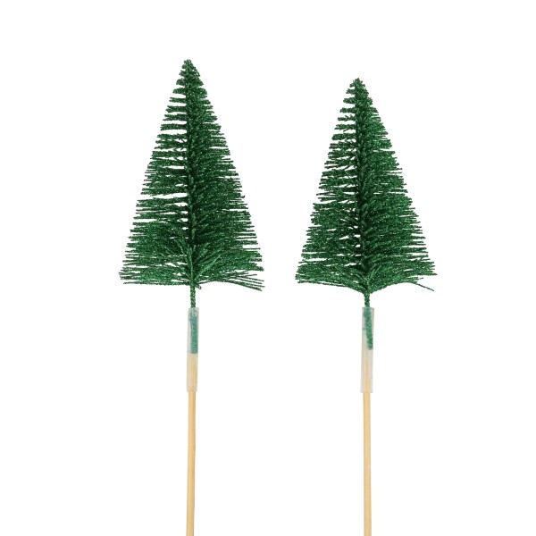 Baum-Stecker 6x9cm beglittert, grün Stecker 35cm
