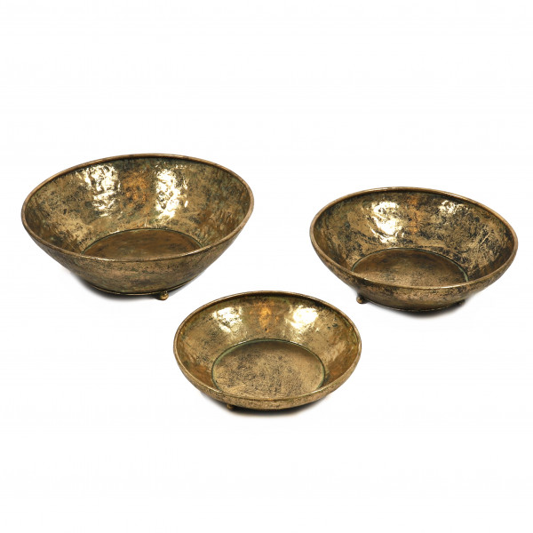 Metall-Schale auf Kugelfüßen, gold-antik