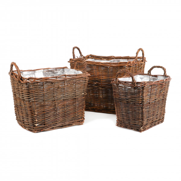 Weiden-Pflanz-Korb rechteckig S/3 natur 45x34xh35/39x29xh32/32x22xh28cm