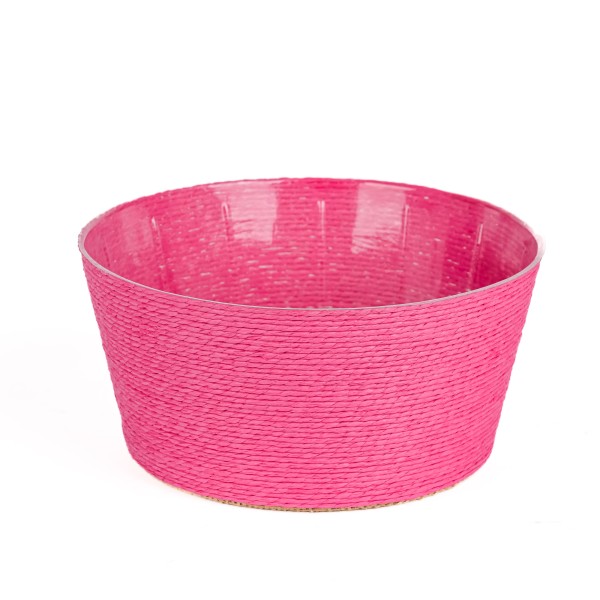 Kordel-Korb Schale rund, 20xh9,5 cm pink, mit Kunststoffeinsatz