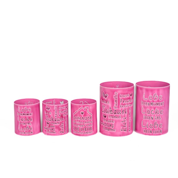 Metall-Windlicht Sprüche ,pink
