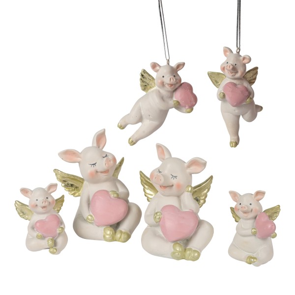 Poly Glücksschwein Peet mit rosa Herz