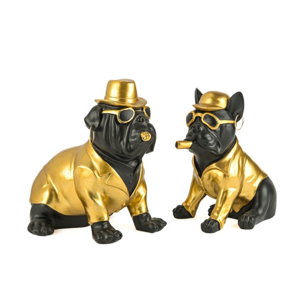 Poly Hund buddy cool mit Zigarre, schwarz/gold