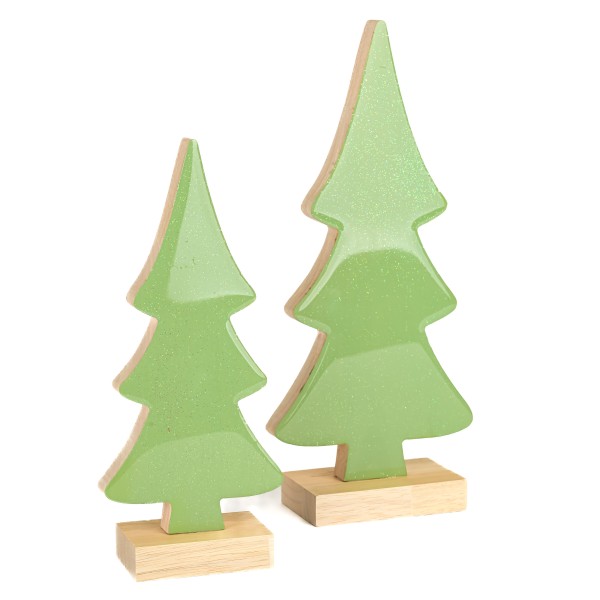 Deko-Baum, Holz, grün-glitter, stehend