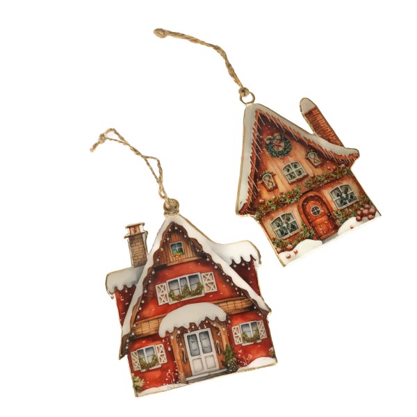 Weihnachts-Häuser zum Hängen 2 Mod.sort., in Box