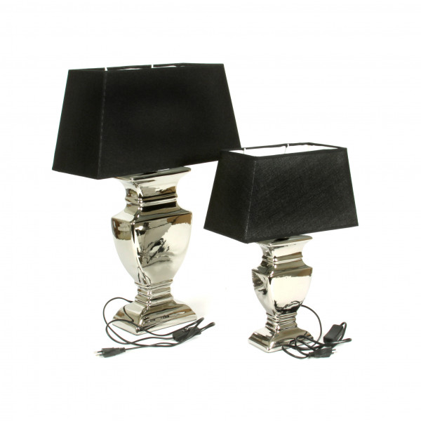 Lampe mit Keramikfuss, silber