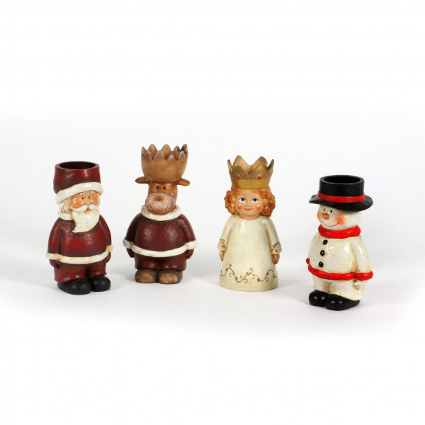 Poly Figuren Weihnachten als Teelich-Halter,4Mod.,H15cm