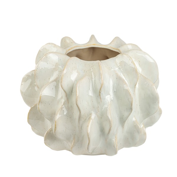 Keramik OBJEKT Vase bauchig weiß glasiert, 32x32xh23 cm
