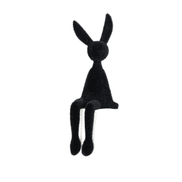 Hase Eddie , Kantenhocker, Kunststoff schwarz, H29cm, beflockt 5mm