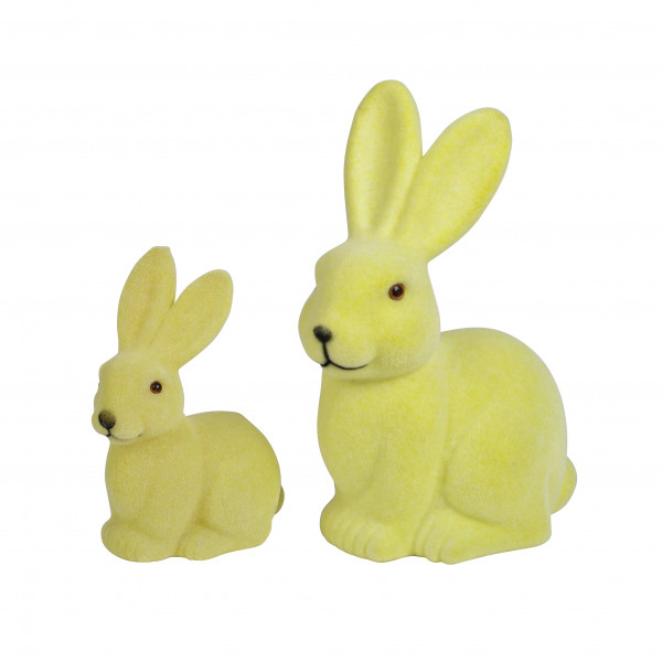 Hase Wuschel , sitzend, Kunststoff beflockt
