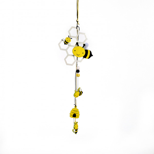 Dekohänger Bienenwabe Holz, schwarz-gelb, ca. 30 cm