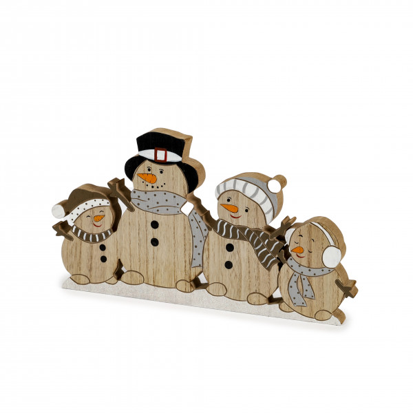 Schneemann-Familie Frosti , Holz, grau-braun-natur, 30x2x16.5 cm