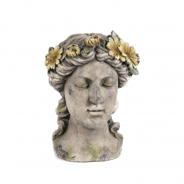 Magnesia-Dekobüste Almina,m gelben Blume n im Haar, 30x22,5xH40cm