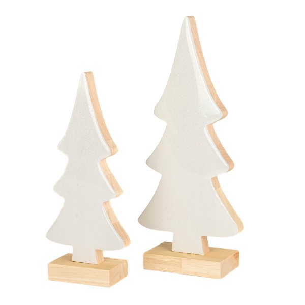 Deko-Baum, Holz, weiß-glitter, stehend