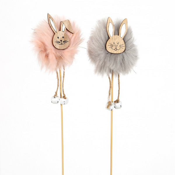 Blumenstecker Hase Stola Holz, 2 Mod. ca 8x30 cm