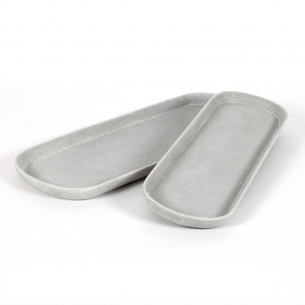 Polyresin Untersetzer oval hell-grau