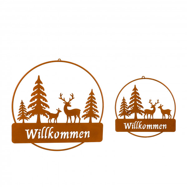 Ring z.hängen Waldszene/Willkommen , Metall, rost