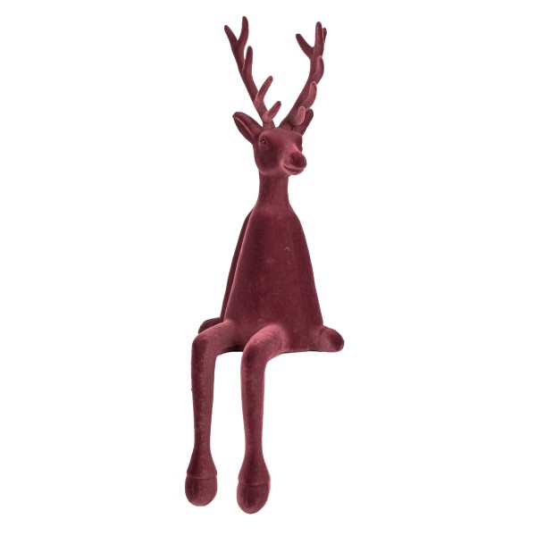 Kantenhocker Hirsch,Kunststoff, beflockt bordeaux, 56 cm