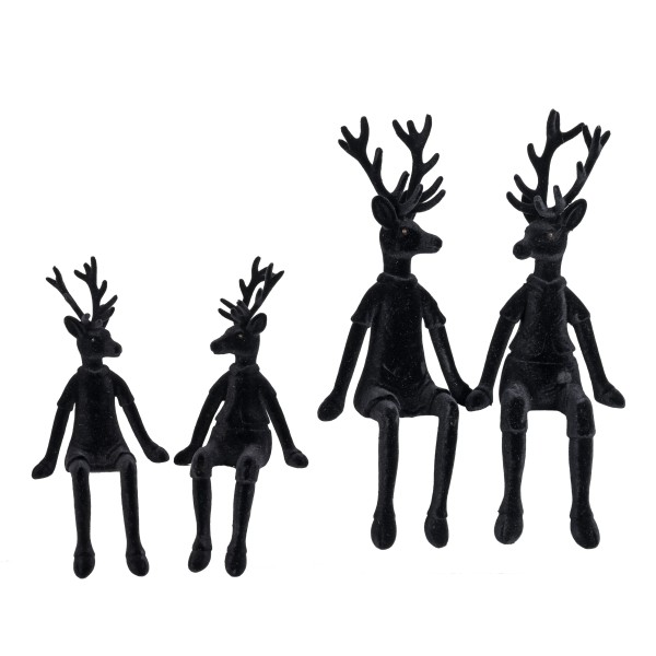 Kantenhocker Pärchen Hirsch, Kunststoff beflockt, schwarz