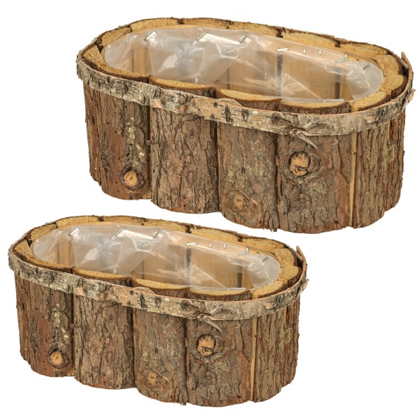 Holz Rinden-Pflanzschale, oval, natur