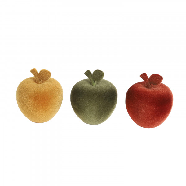 Deko-Apfel, beflockt, Kunststoff, 9x11cm 3 Herbstfarben sort.