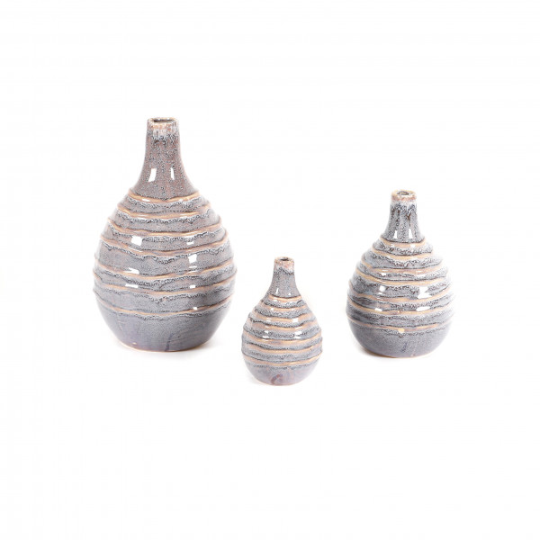 Keramik-Flasche Lenz,lavendel m Streifen