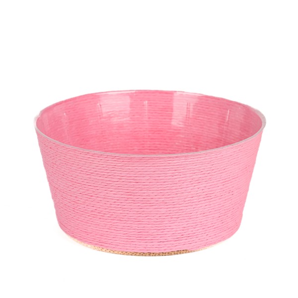 Kordel-Korb Schale rund, 20xh9,5 cm rosa, mit Kunststoffeinsatz