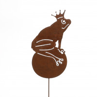 Rost - Stecker,Froschkönig auf der Kugel 25cm mit Stab 80cm Rost - Stecker,Froschkönig auf der Kugel 25cm mit Stab 80cm