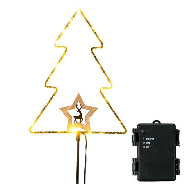 Baum, Metall, 20x26x90 cm, schwarz, am Stab, LED, outdoor ohne Batt.