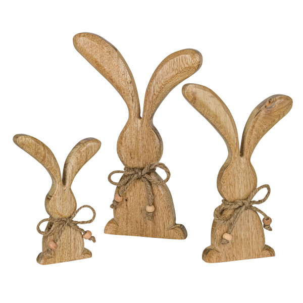 Holz-Hase Jimmy mit Juteschleife, geflammt
