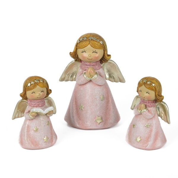 Poly Engel Maya rosa glimmer, goldene Sterne
