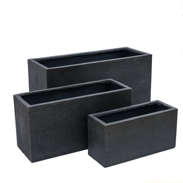 Creastone Pflanzkasten granit,rechteckig sandblasted black