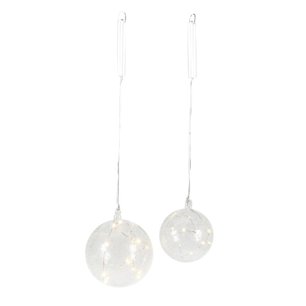 Dekokugel Icy Glas mit LED,klar z.hängen