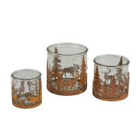 Metall-Windlicht Tannenbäume mit Glas Metall-Windlicht Tannenbäume mit Glas