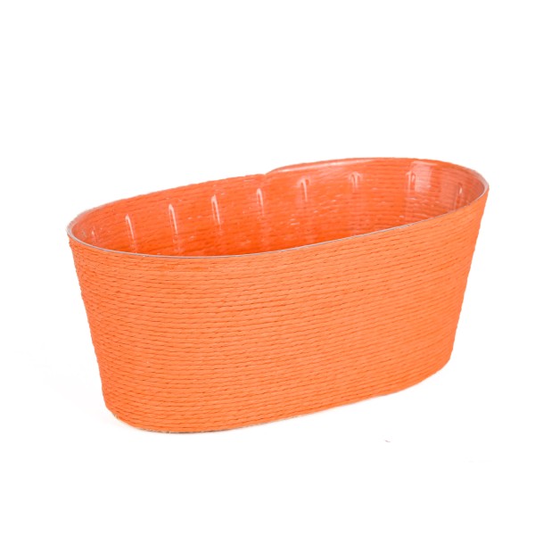 Kordel-Korb Jardiniere oval, 23x12xh10cm orange, mit Kunststoffeinsatz