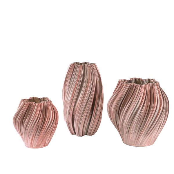 Keramik Vase Marbella gedreht,3D print -verfahren, rosa-metallic