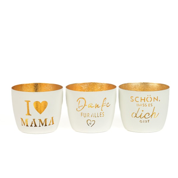 Metall-Windlicht mSpruch,weiß,3Sprüche sort.,10x8,5cm