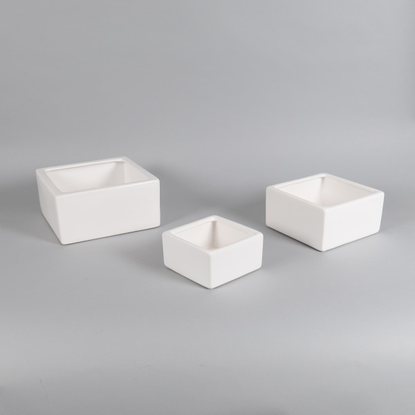 Keramik-Pflanzschale weiß, quadratisch