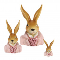 Poly Hasen-Büste Frederick 27x18xh32cm mit Hals-Tuch, rosa-weiß Poly Hasen-Büste Frederick 27x18xh32cm mit Hals-Tuch, rosa-weiß