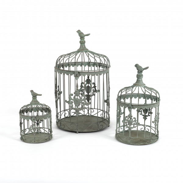 Vogelkäfig Danaos Metall, antik grün S/3 ,24x42/18x30/13x20 cm