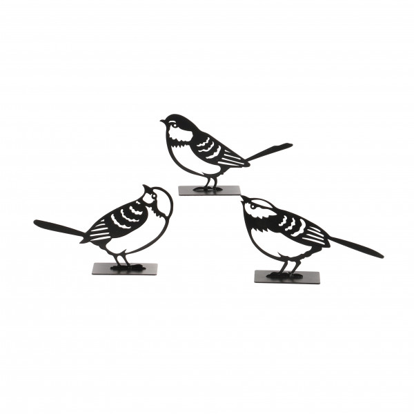 Vogel z.stehen, Metall, 3 Mod., schwarz 16.5x9x3.5 cm