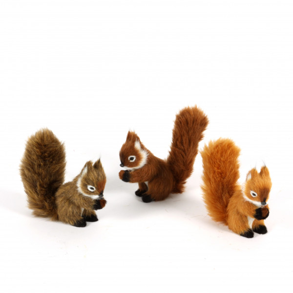 Eichhörnchen 7x3,5x7 cm Kunstfell 2 fb.sortiert